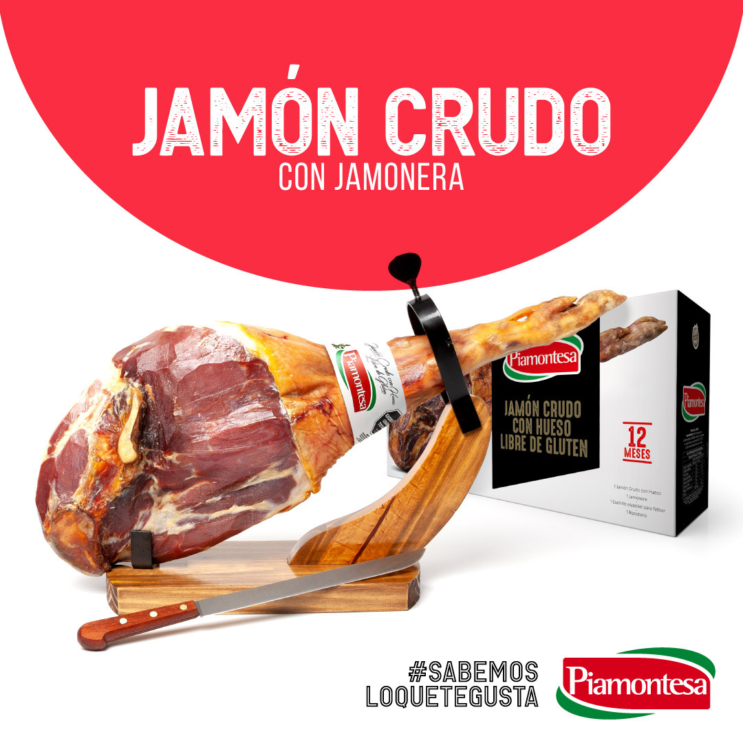 Jamón crudo con jamonera
