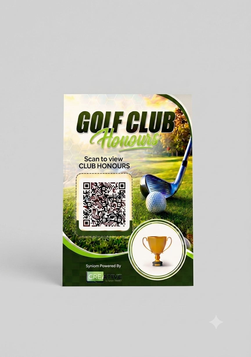 Golf Club Digital Honours Board System + 5 pack of Table Top QR Signs