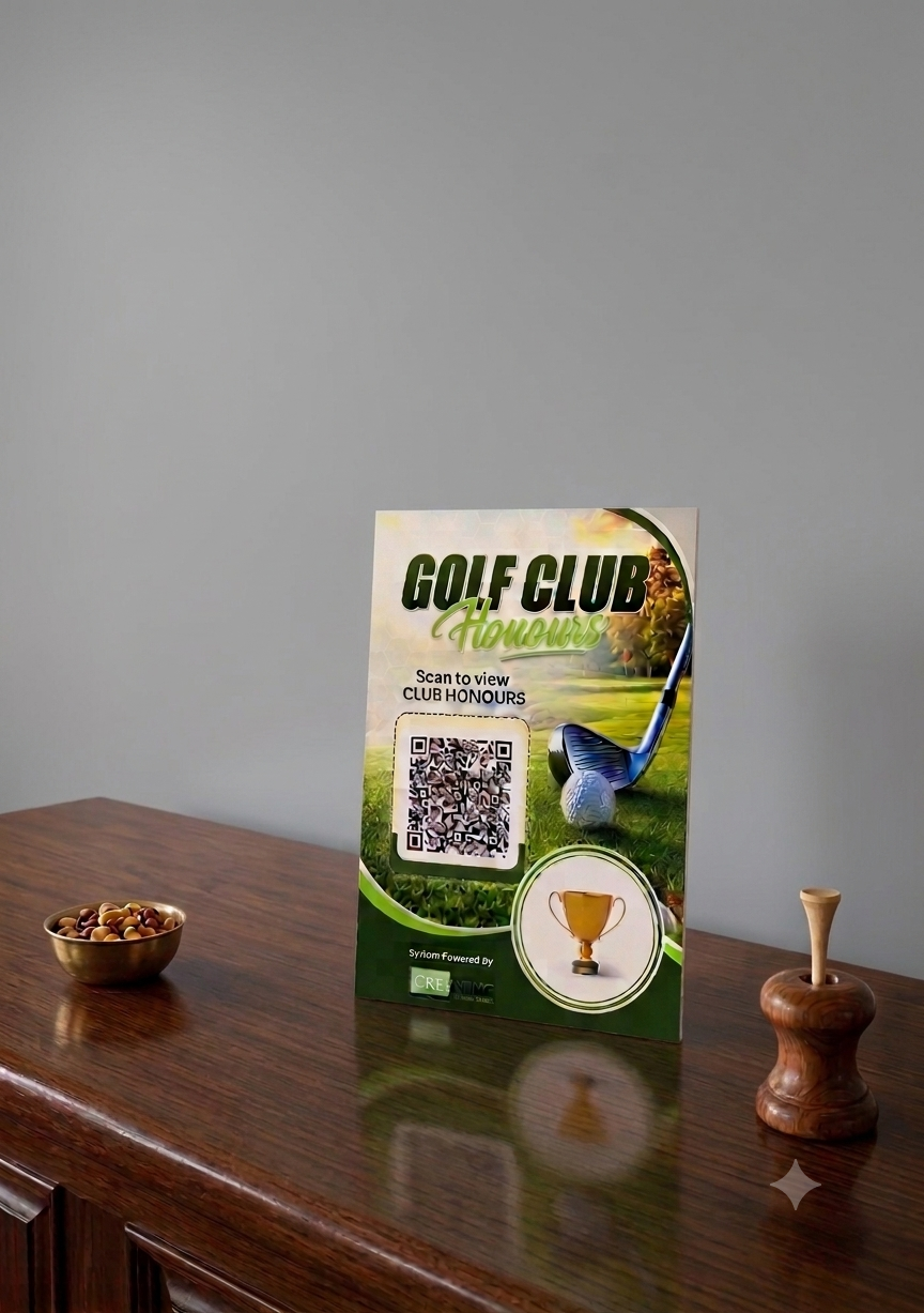 Golf Club Digital Honours Board System + 5 pack of Table Top QR Signs
