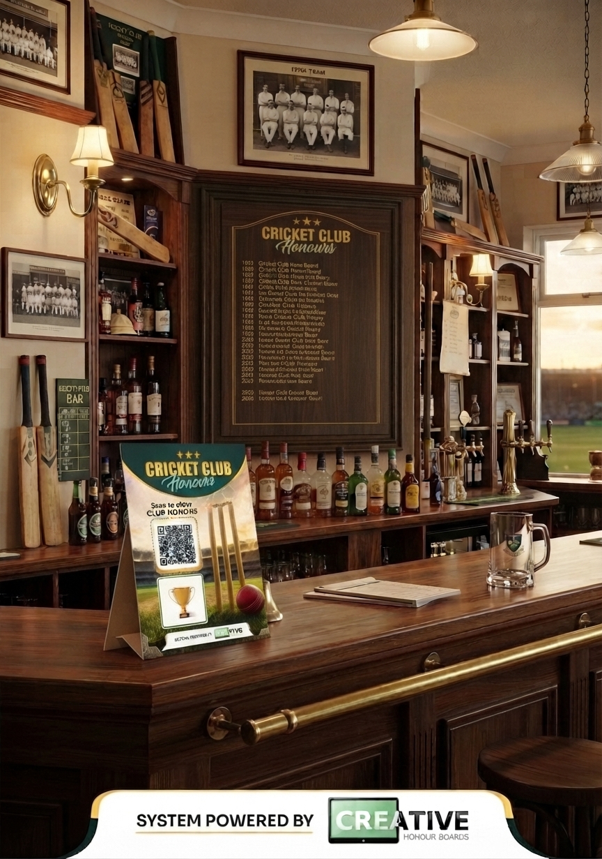 Cricket Club Digital Honours Board System + 5 pack of Table Top QR Signs