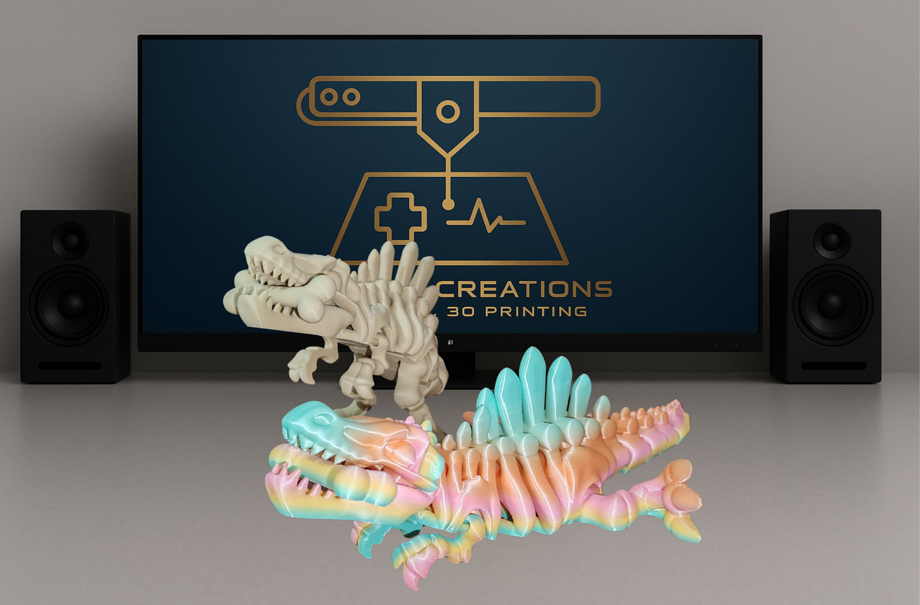 3D Printed Spinosaurus Skeleton Figurine