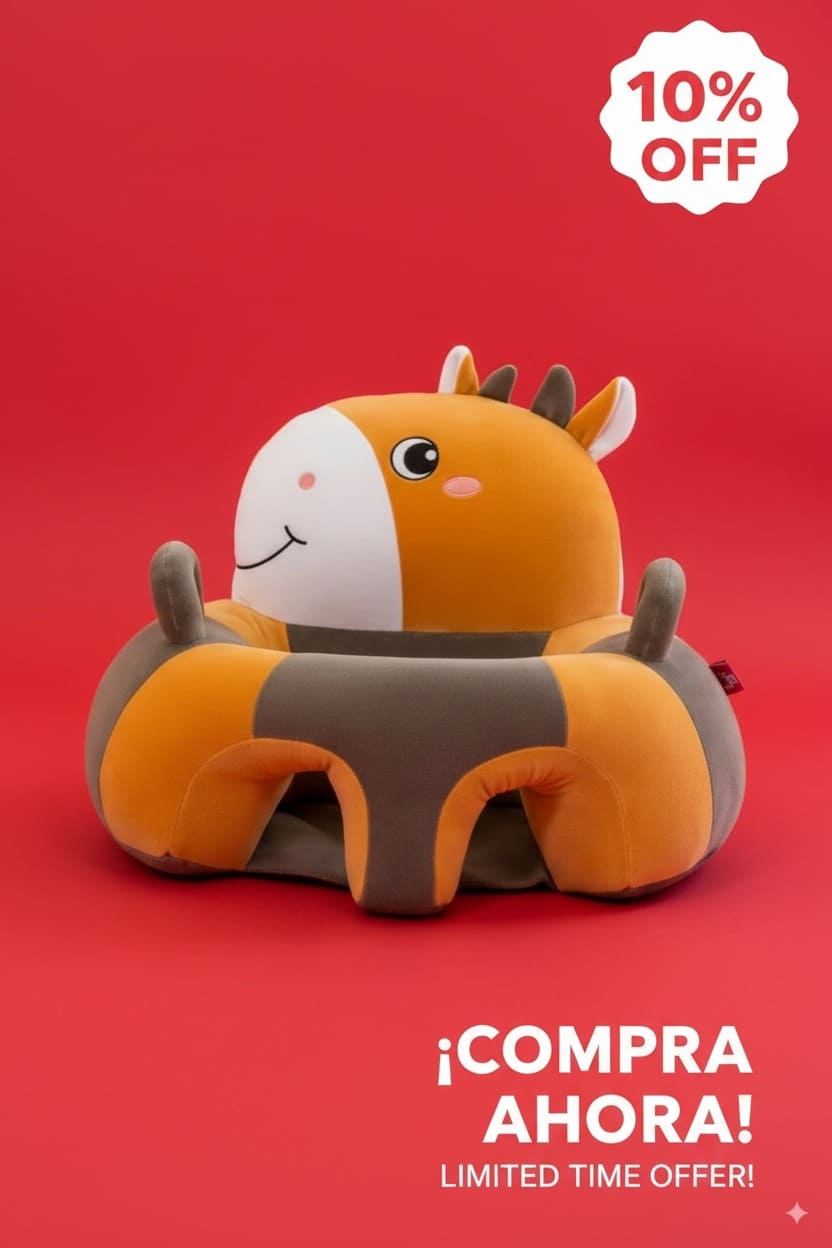 Asiento infantil de peluche en forma de ciervo