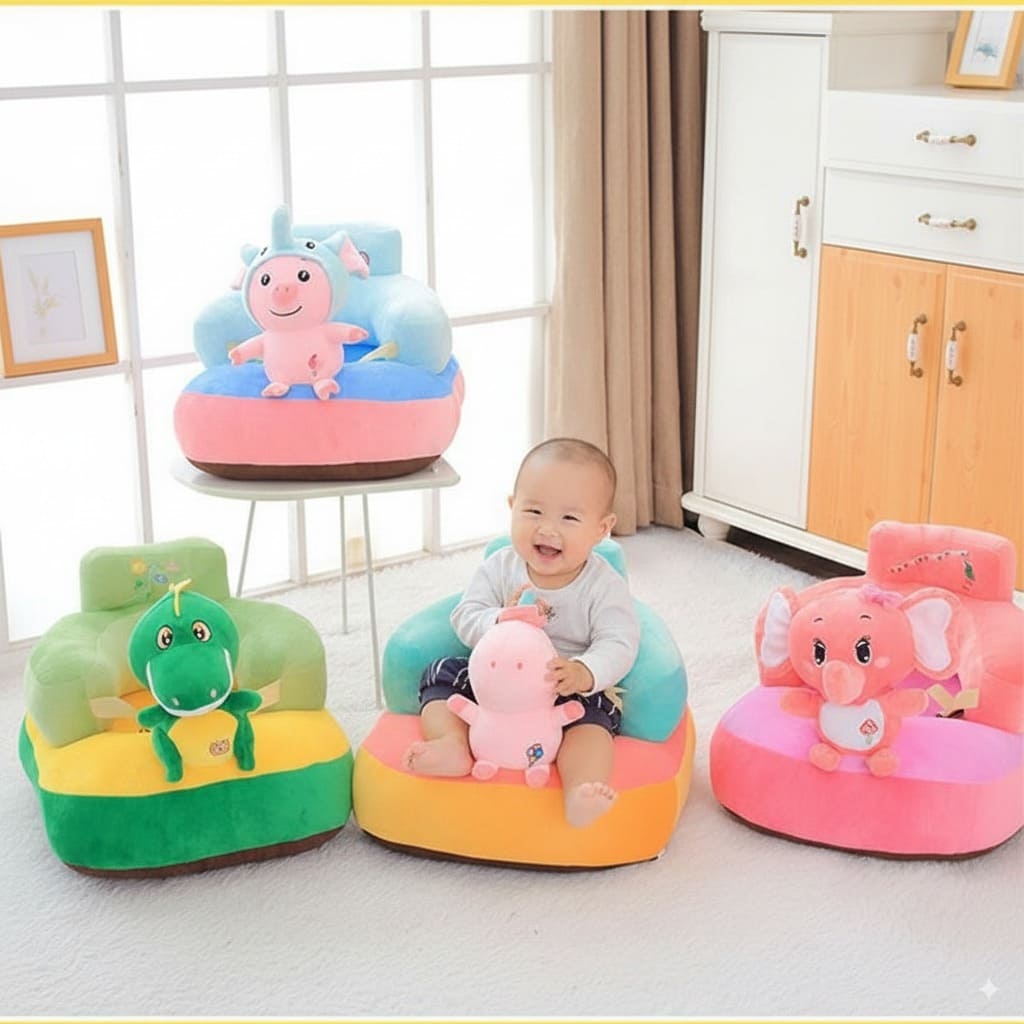 Asiento infantil de peluche en forma de ciervo