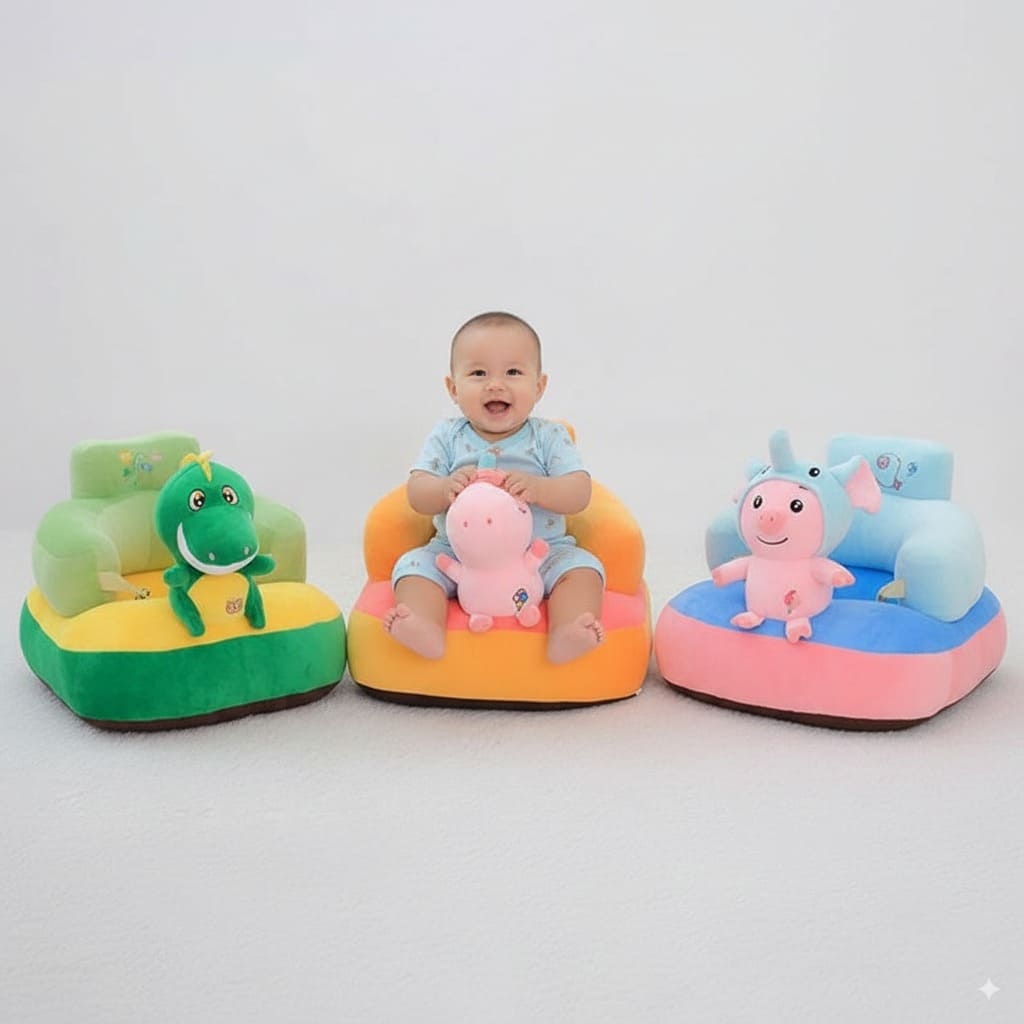 Asiento infantil de peluche en forma de ciervo