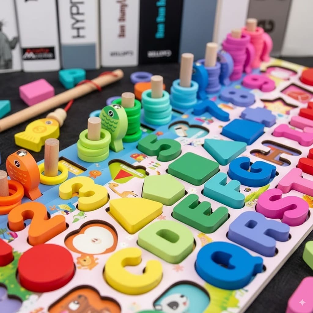 Juego educativo de madera 4 en 1