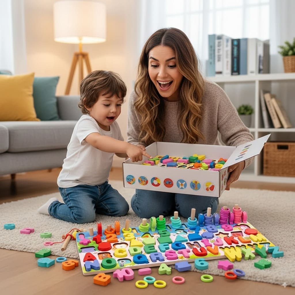 Juego educativo de madera 4 en 1