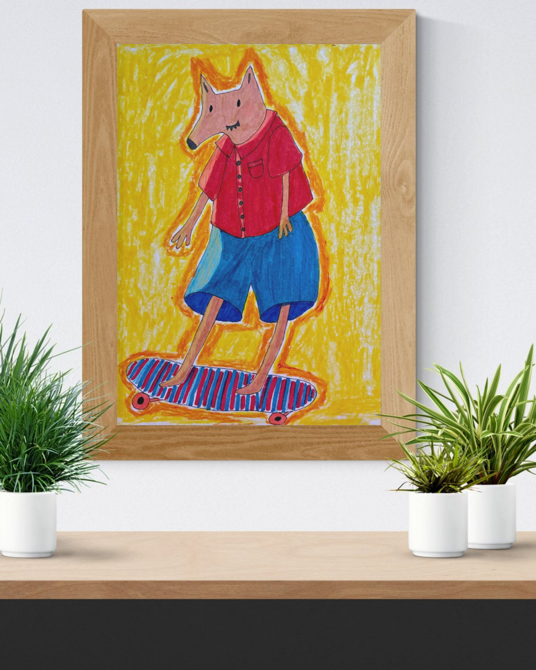 Skateboarding Fox Art Print