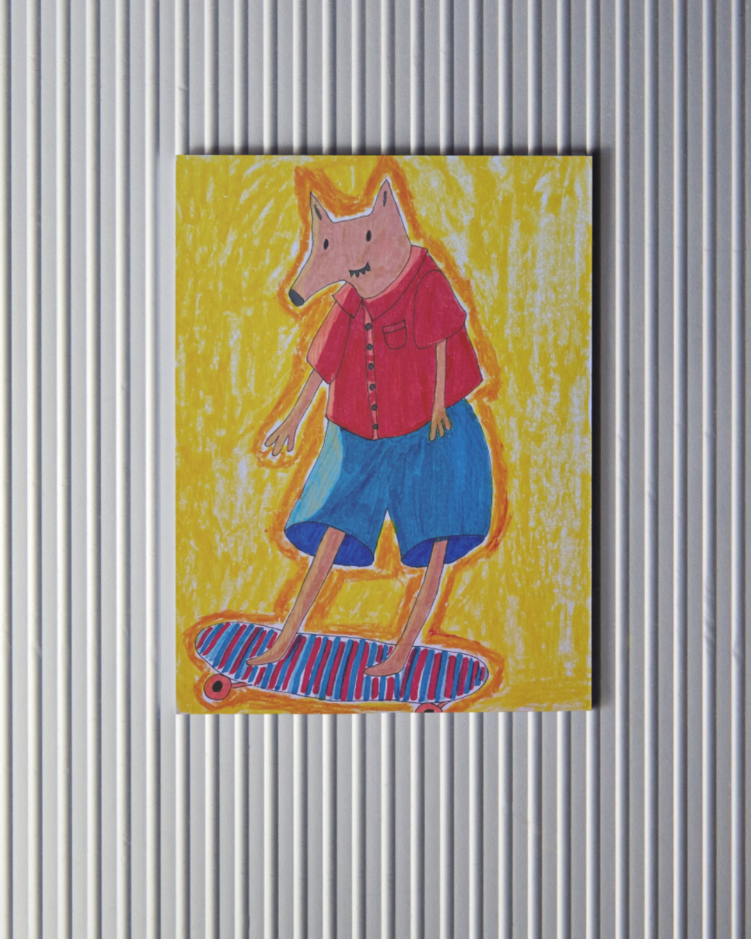 Skateboarding Fox Art Print
