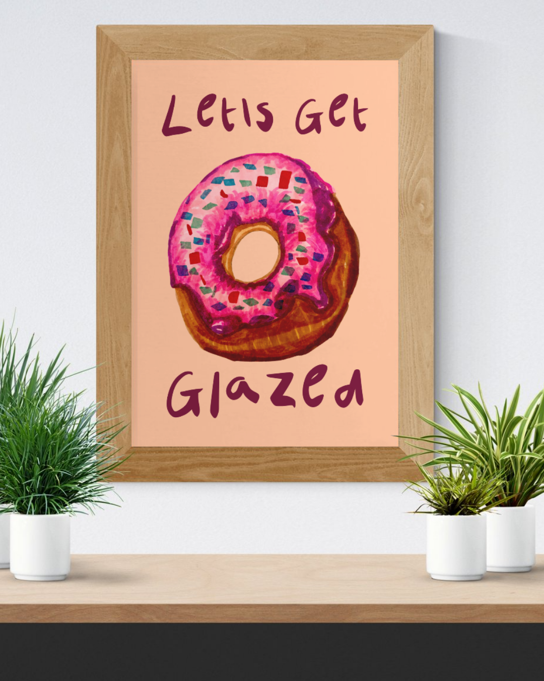 Pink Glazed Donut Art Print