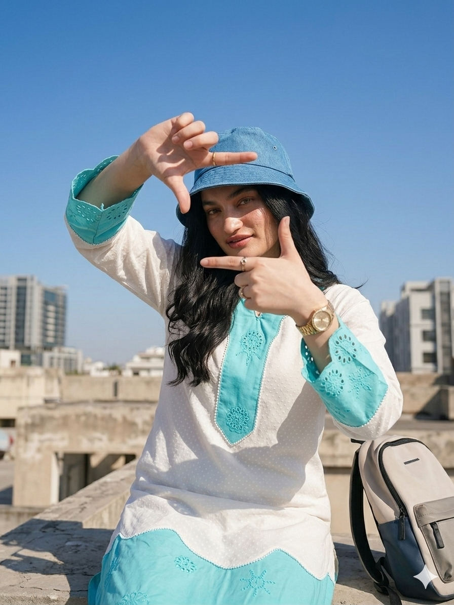 Chicken Aqua & White Cotton Co-ord Set
