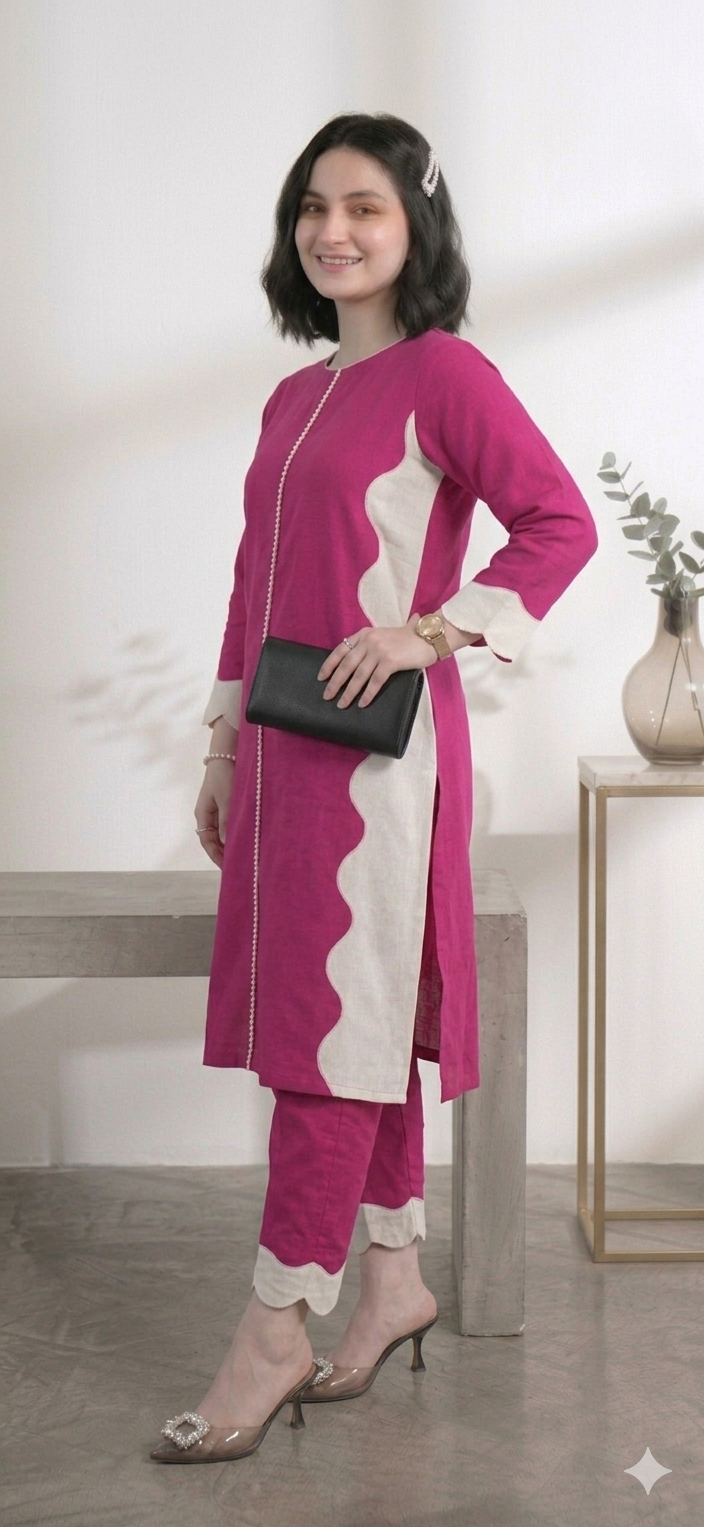 Fuchsia & Cream Cao-ord Set