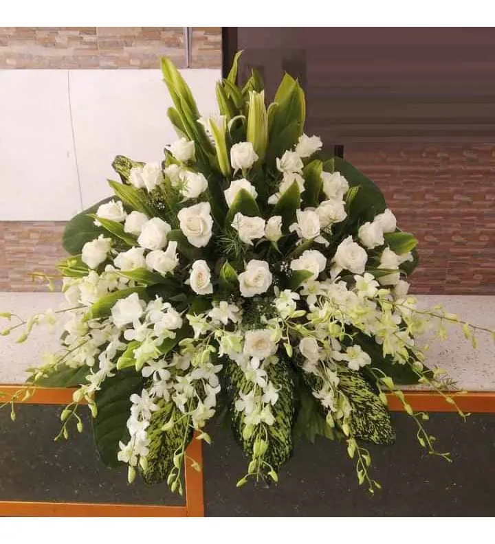 Elegant White Floral Arrangement basket