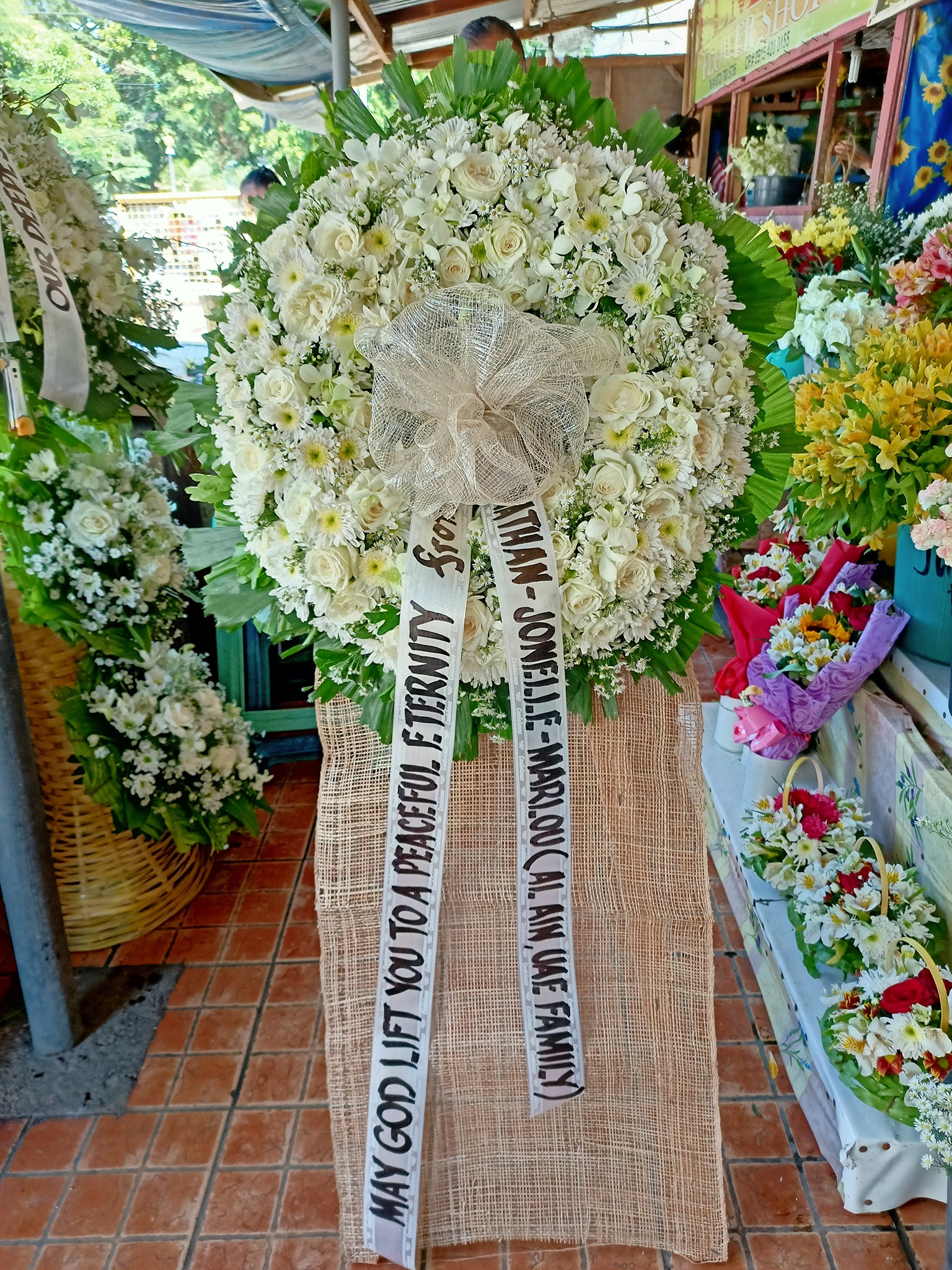 White Floral Funeral Wreath