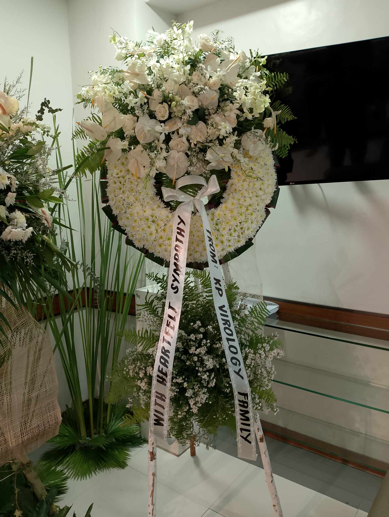 Forever missed White Funeral Wreath Flower Stand