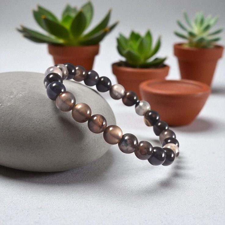 Natural Agate Bead Bracelet