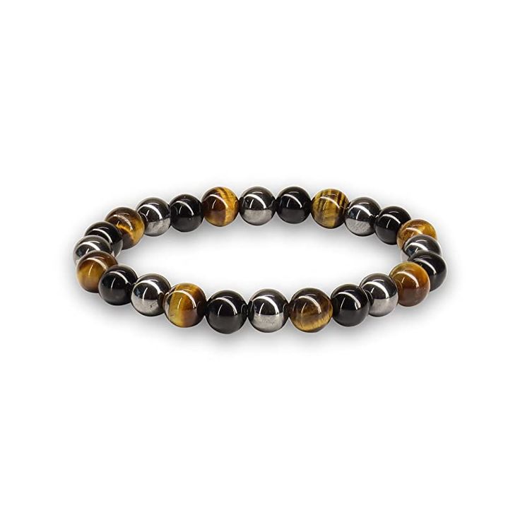 Tiger Eye and Hematite Beaded Bracelet