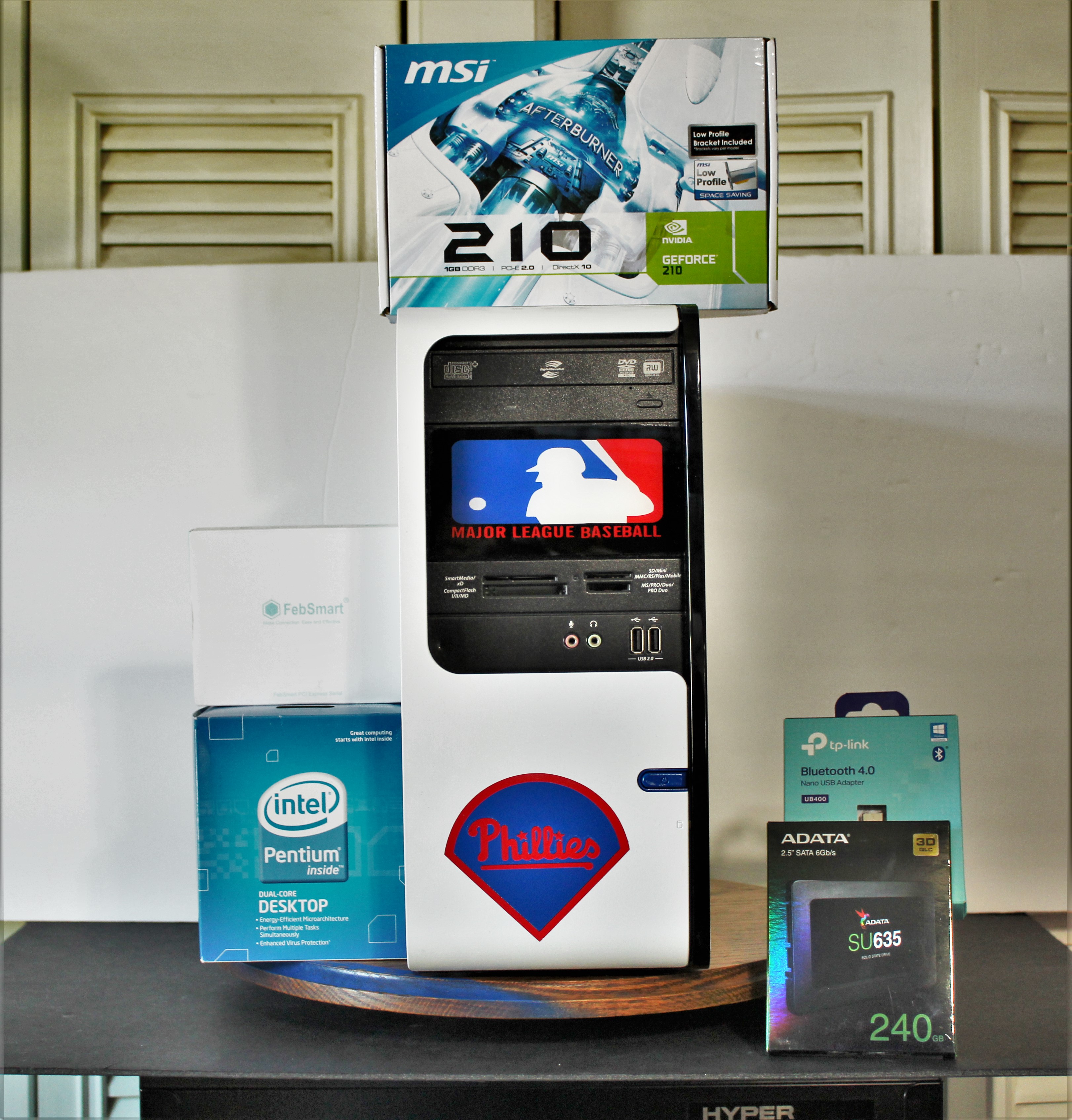 Custom Computer Desktop Tower Philles Baseball Theme