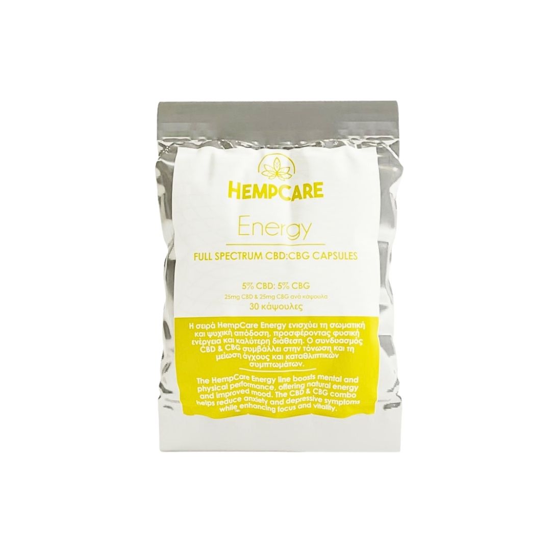 HEMPCARE ENERGY 5% CBD + 5% CBG – Κάψουλα (30 τμχ)