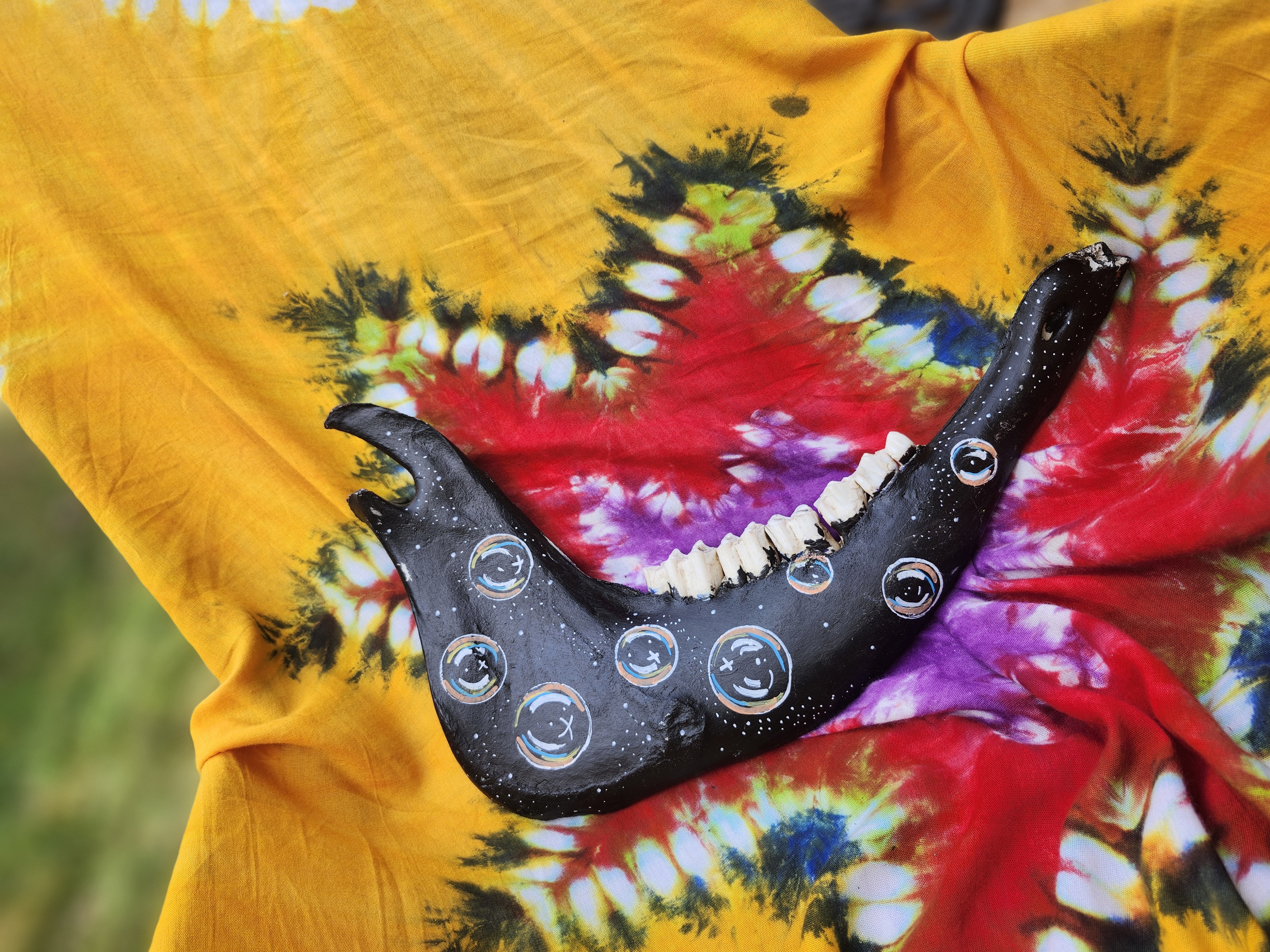 Hand-painted Bovine Jawbone 