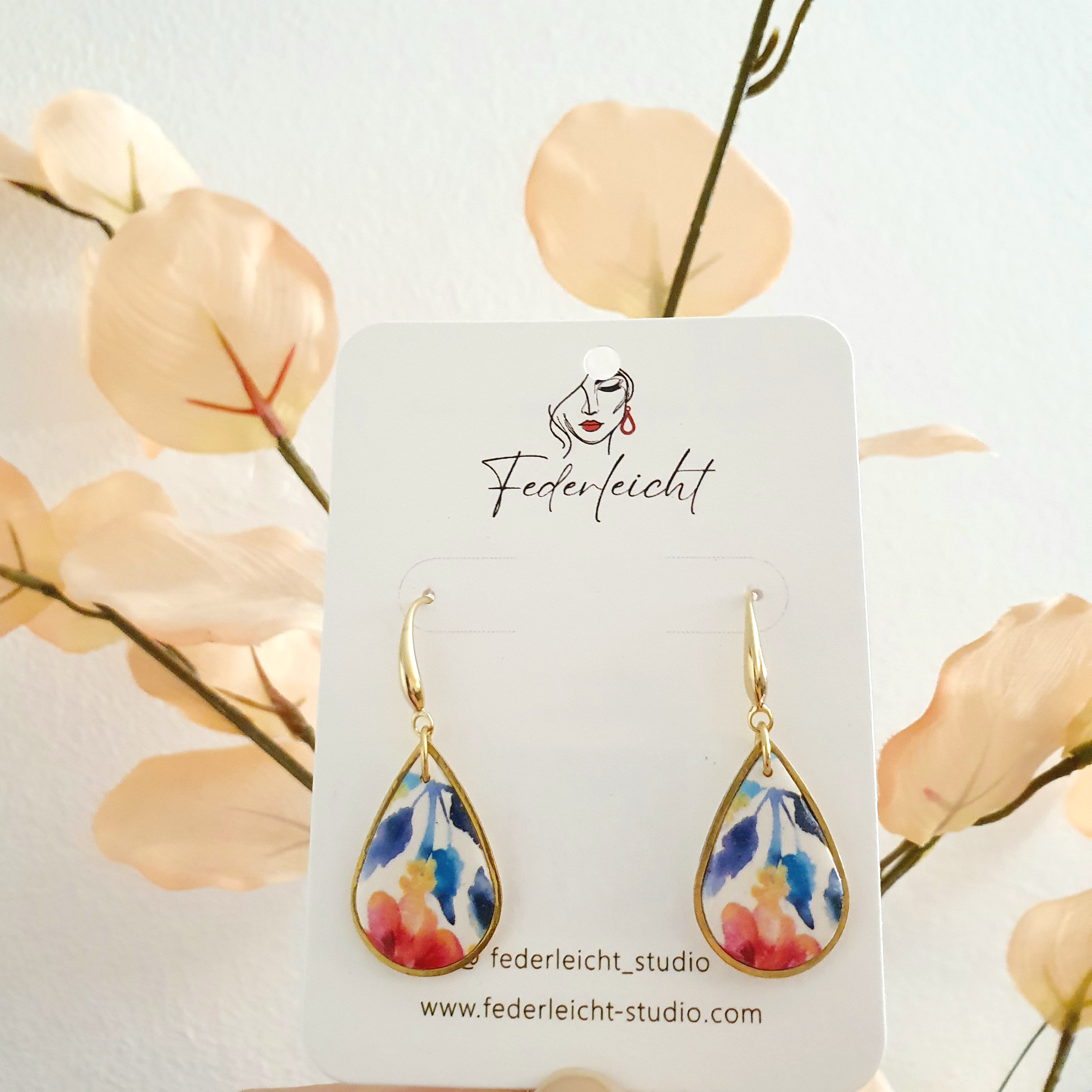 Aquarell-Ohrringe 'Federleicht'