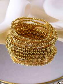 7pcs Gold Stack Pearl Beaded Bracelets