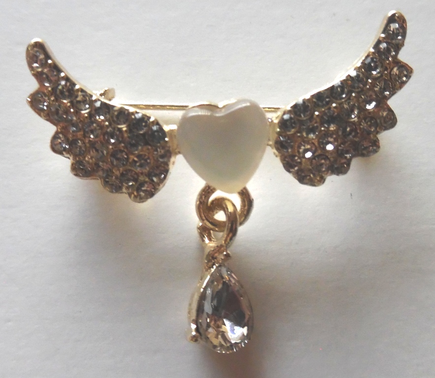 Elegant & Cute Angel Wing & Heart Waterdrop Brooch New