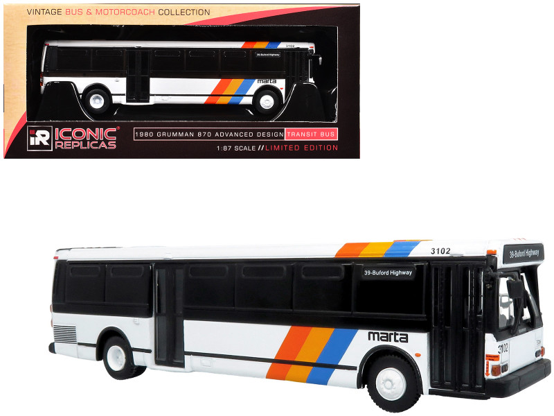 Brand new 1/87 (HO) scale diecast model of 1980 Grumman 870 Advanced Design Transit Bus