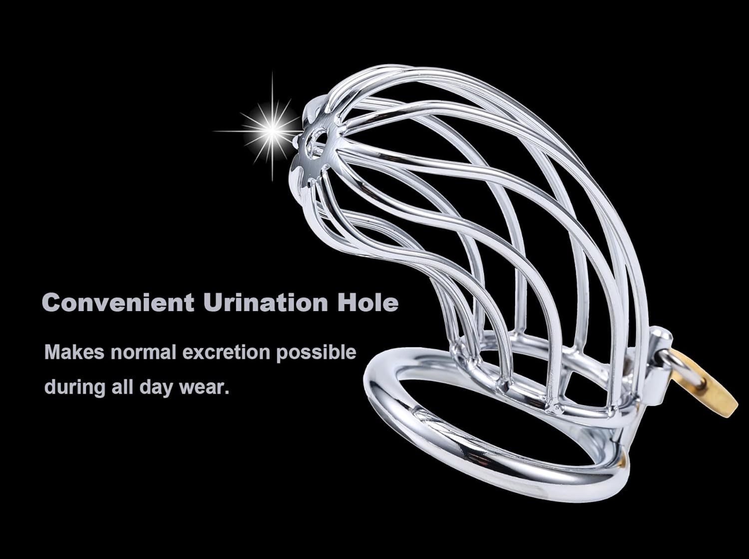 Uleade Male Chastity Device Cock Cage with 3 Sizes of Rings - Premium Metal Silver Locked Cage Lock and 3 Keys Included