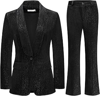 Black Shimmering Blazer and Pants Set