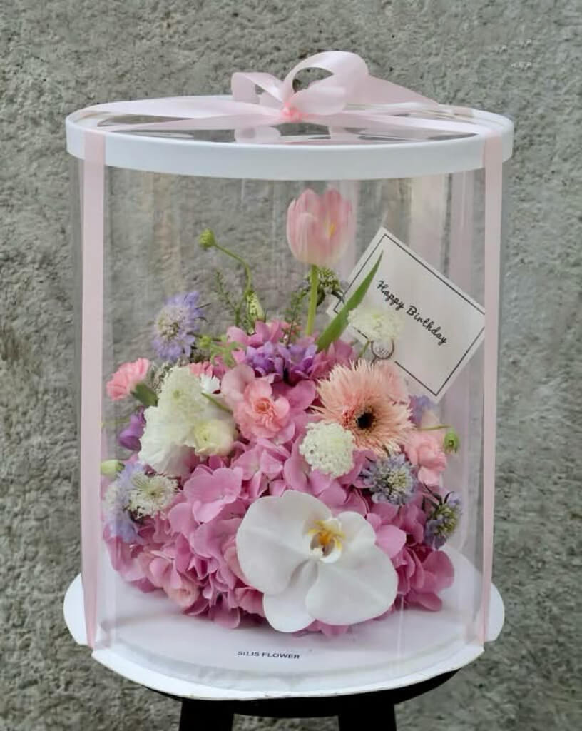 Hộp Hoa Tròn Pastel – Dịu Ngọt & Tinh Tế