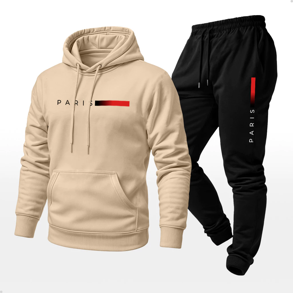 Conjunto Moletom Unissex Estampado Paris Calça e Blusa Canguruv