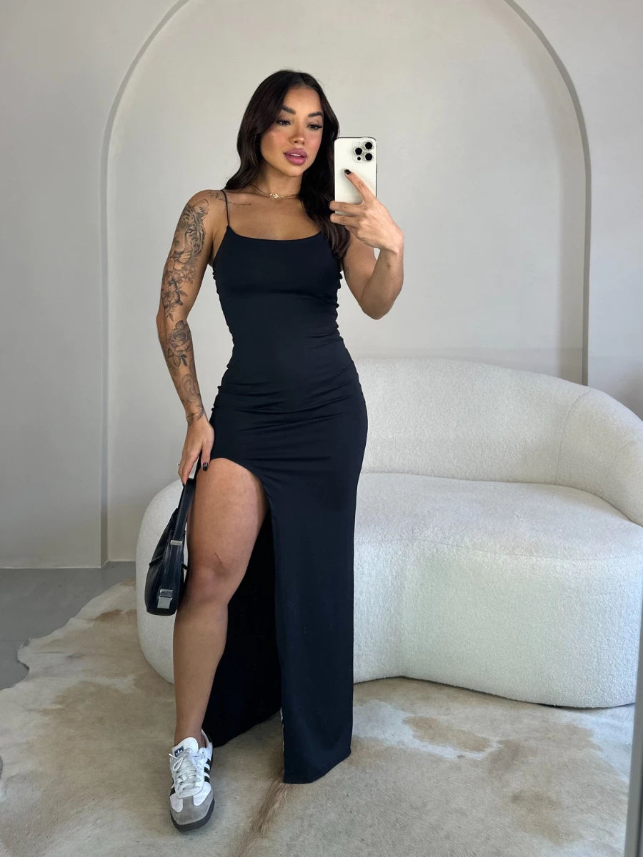 Vestido Com Fenda Feminino Longo Suplex Modelador
