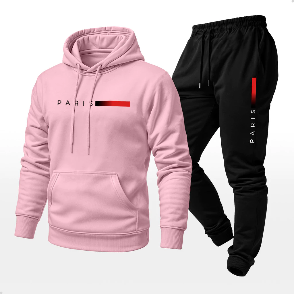 Conjunto Moletom Unissex Estampado Paris Calça e Blusa Canguruv