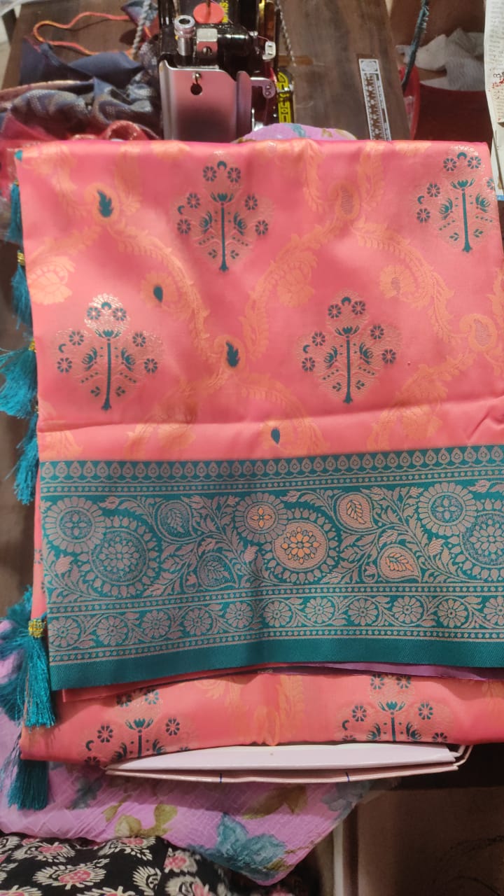 Pink Silk Embroidered Dupatta