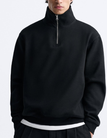 Men's Black Half-Zip Sweatshirt