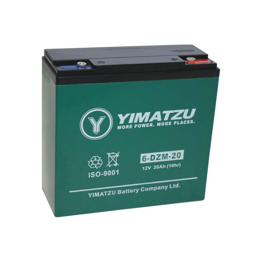 Battery - EV12200 / 6-DCM-20 / 6-DZM-20 / 6-FM-20, AGM, 12V 20Ah, Yimatzu, Threaded Terminals
