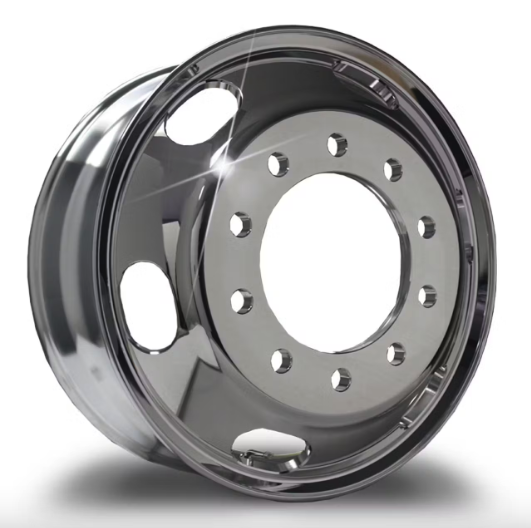 22.5" Kenworth Style Polished Wheel Piloted With 6 Oval Hand Holes