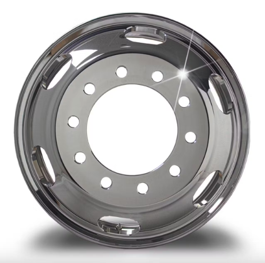 22.5" Kenworth Style Polished Wheel Piloted With 6 Oval Hand Holes