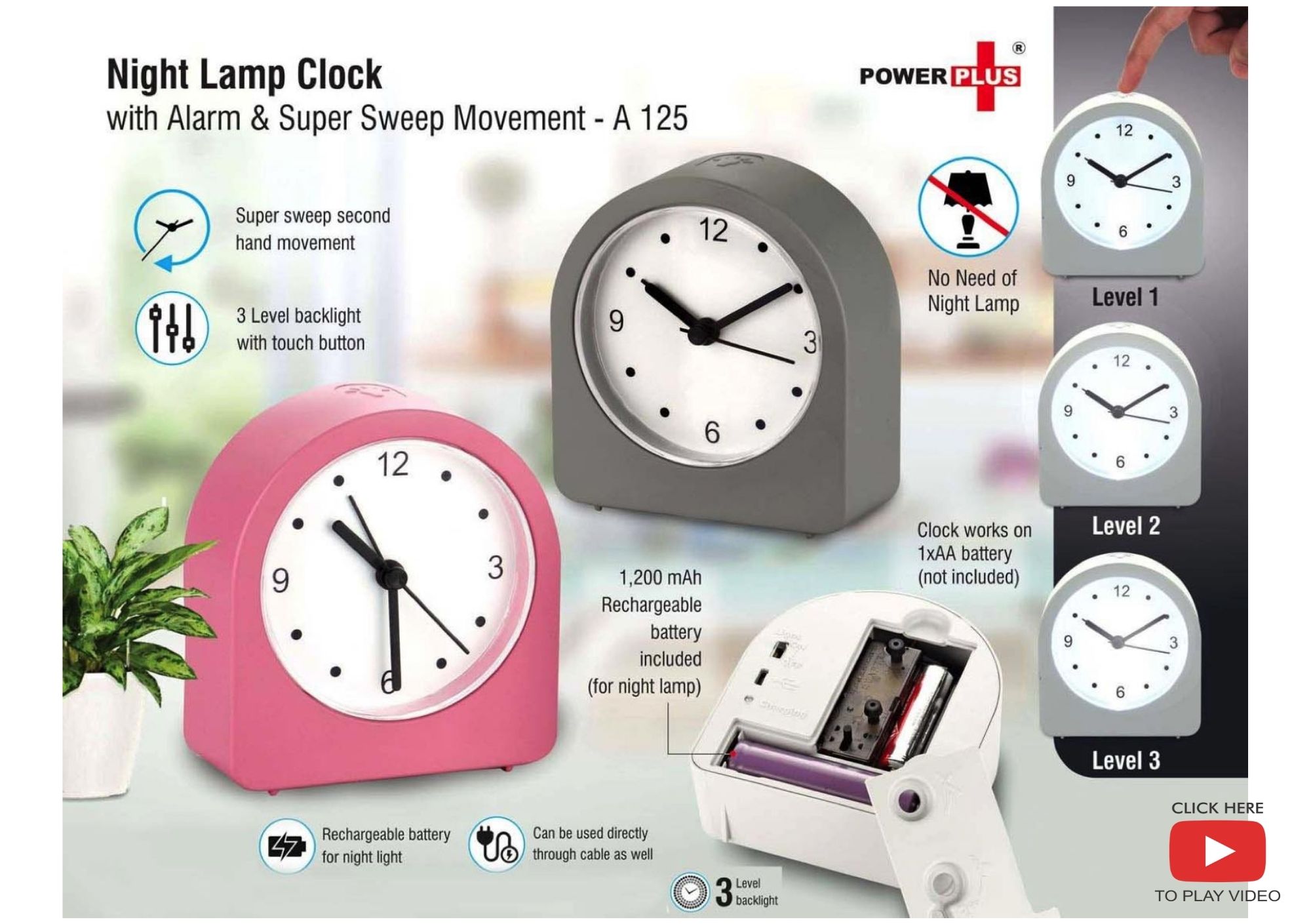 Night Lamp Clock with Alarm Min Order 250