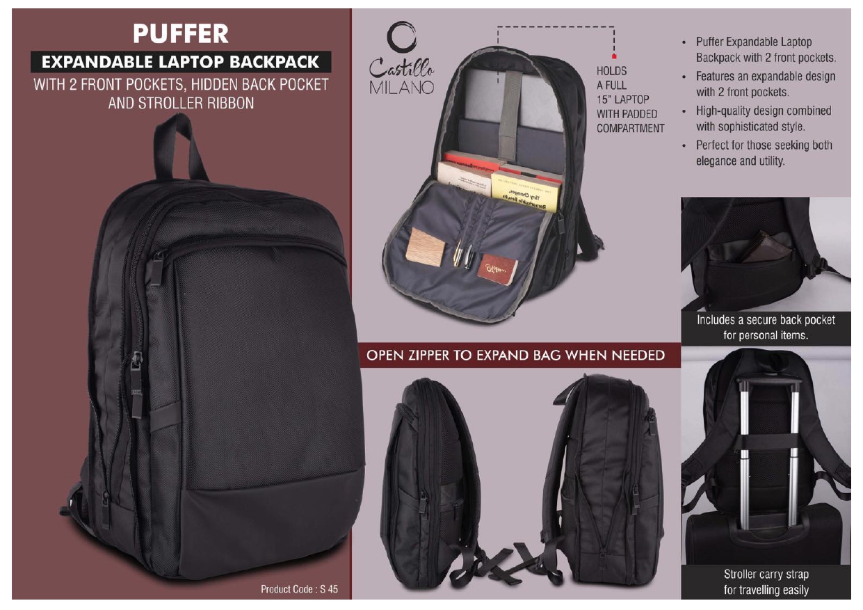 Puffer Expandable Laptop Backpack