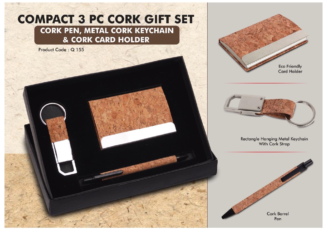 Compact 3 Pc Cork Gift Set MIN 100 PCS 