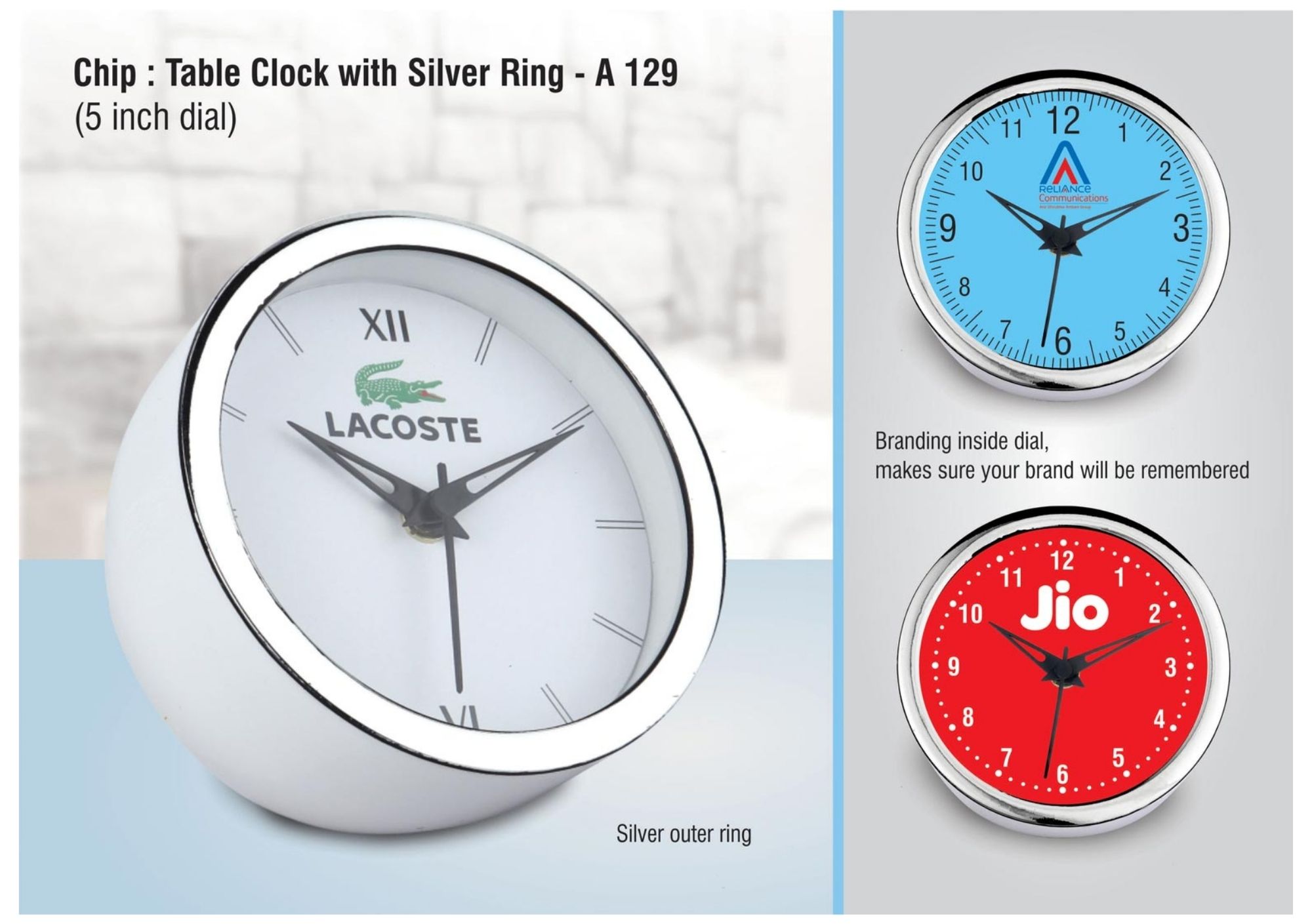 Table Clock with Silver Ring