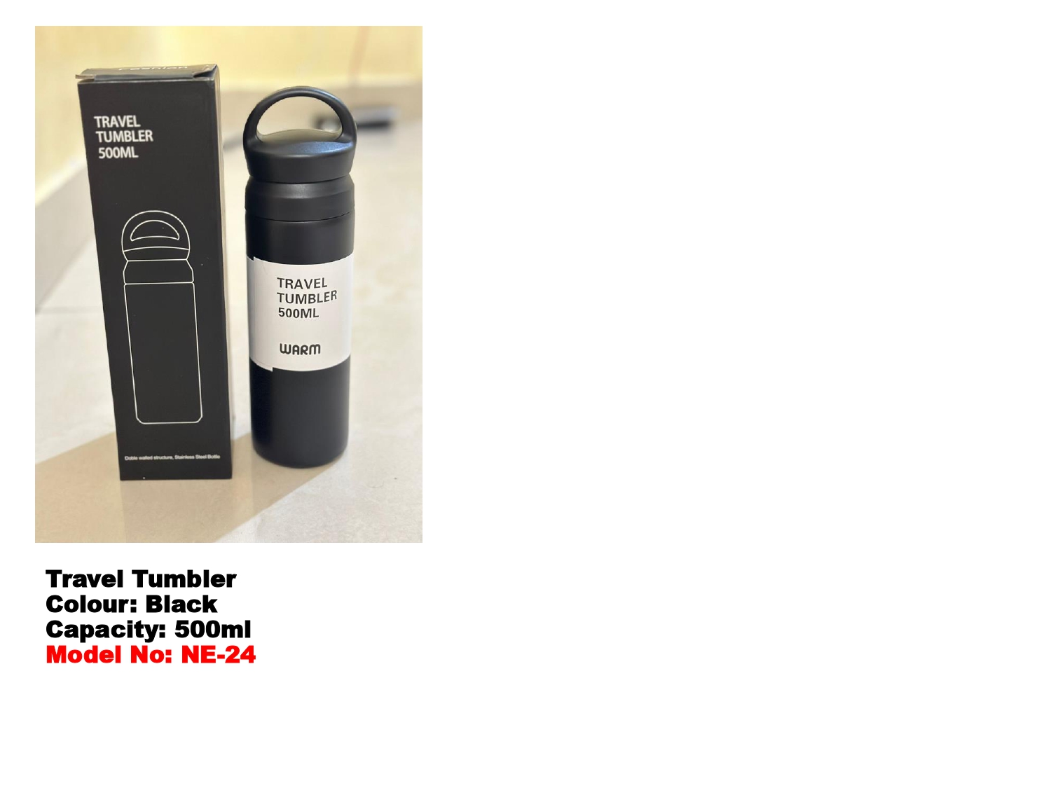 Travel Tumbler 500ml (Black) MIN 100 PCS