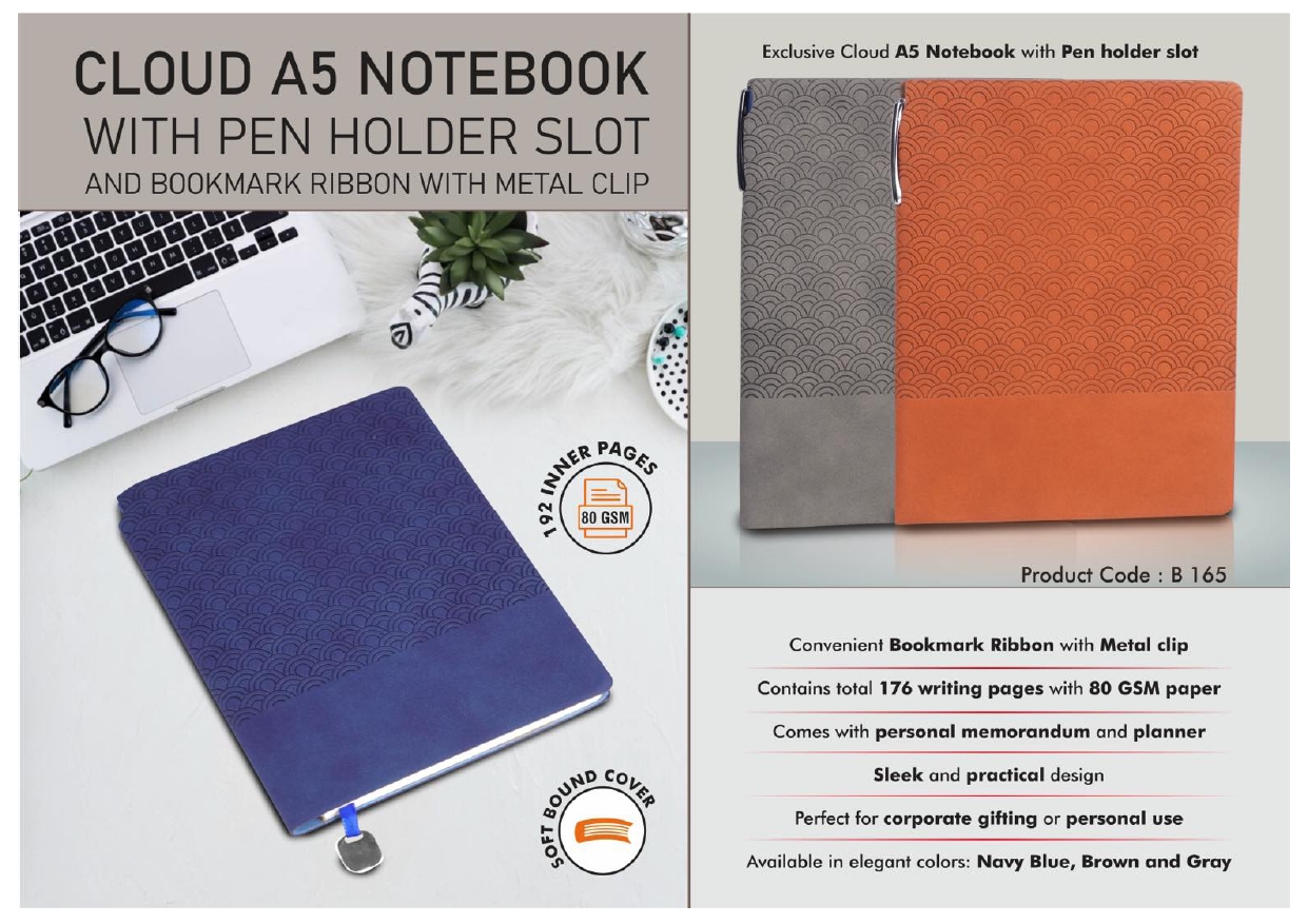 Cloud A5 Notebook with Pen Holder Slot