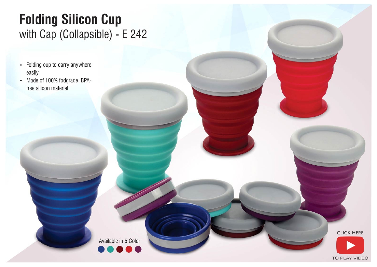 Folding Silicon Cup with Cap