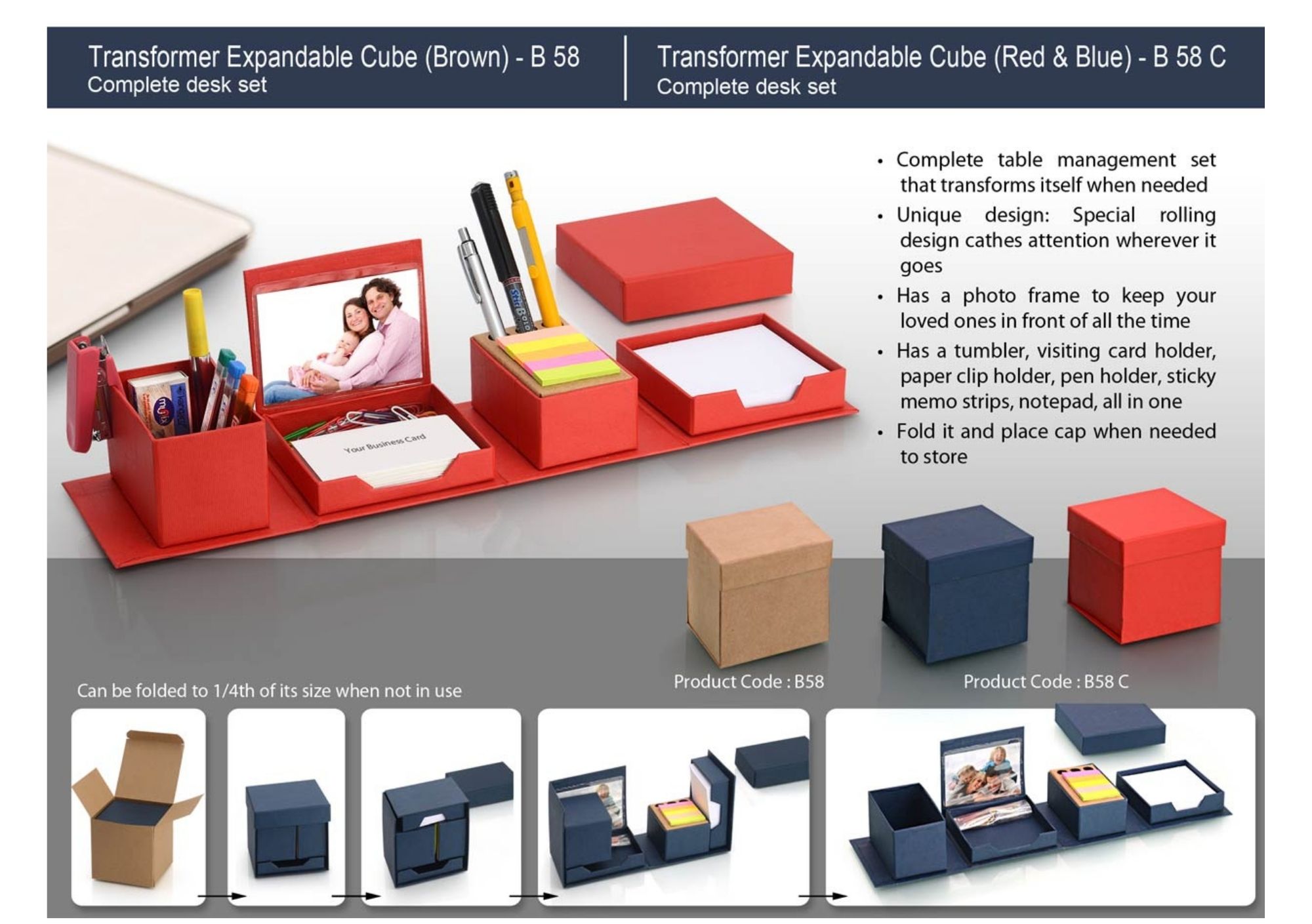 Transformer Expandable Cube Desk Set Min Order 250 Assorted Colors