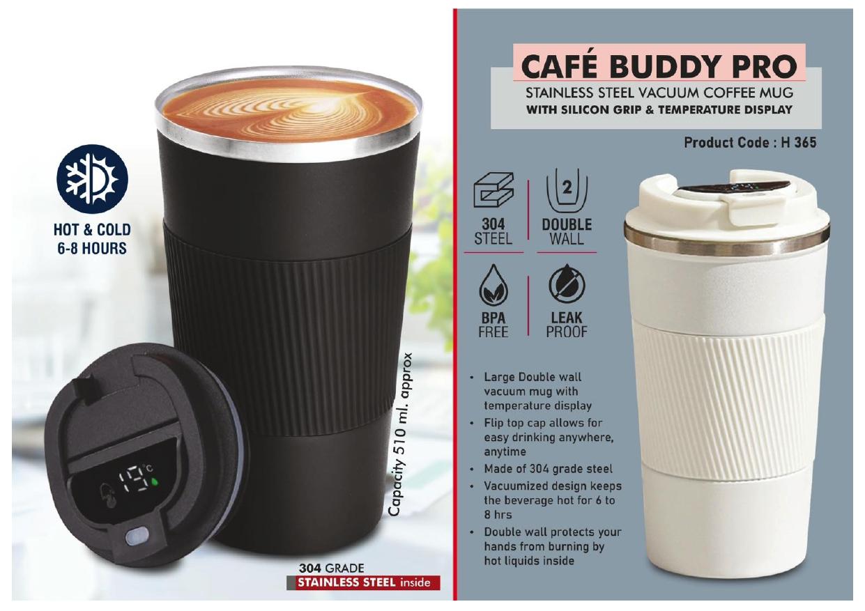 Café Buddy Pro Stainless Steel Vacuum Coffee Mug