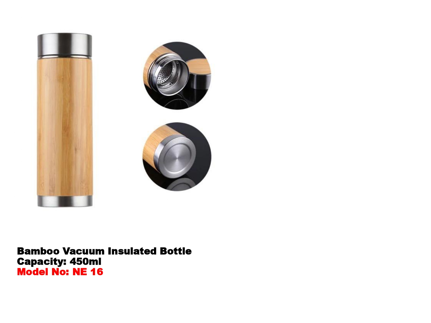 Bamboo Vacuum Insulated Bottle MIN 100 PCS