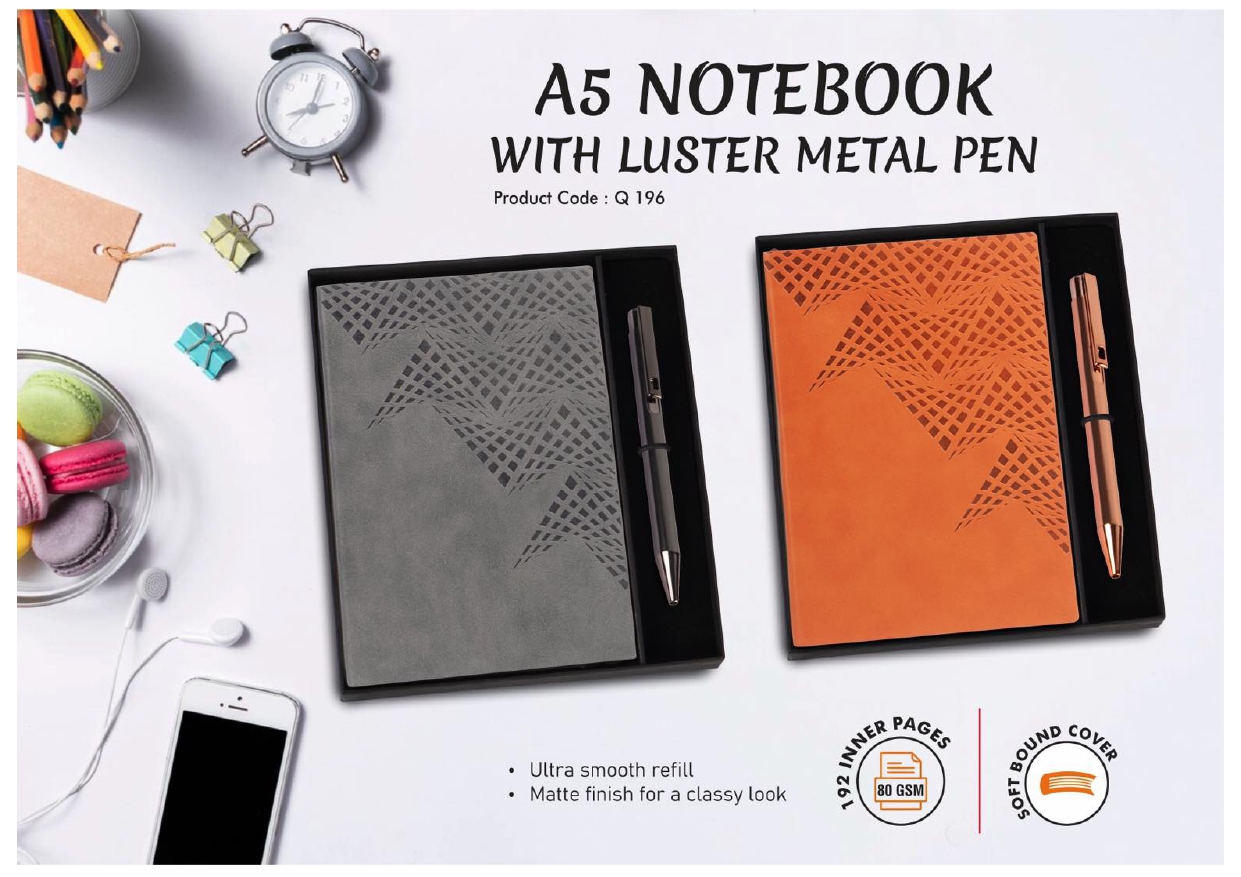 A5 Notebook with Luster Metal Pen MIN 100 PCS 