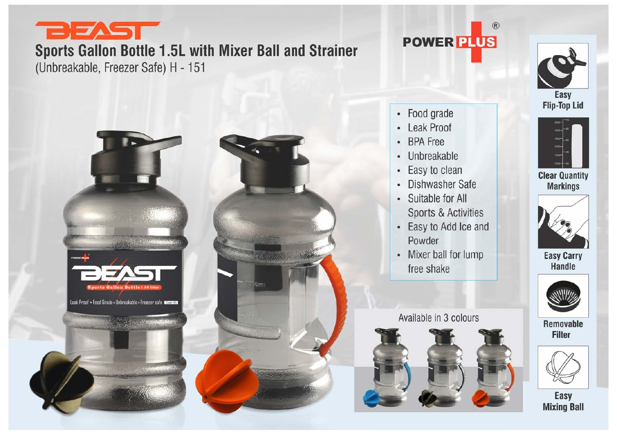 BEAST Sports Gallon Bottle 1.5L Min Order 250